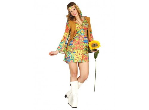 Disfraz de hippie multicolor para mujer