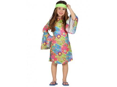 Disfraz de hippie multicolor para niña