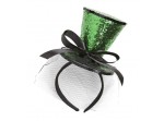 Minisombrero de copa verde con velo