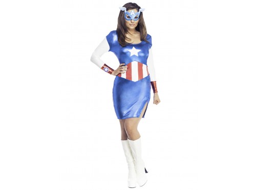 Vestido disfraz Capitán América clásico para mujer