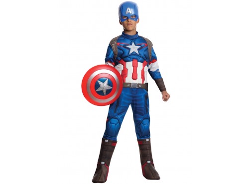 Disfraz de Capitán América Vengadores: La Era de Ultrón deluxe para niño
