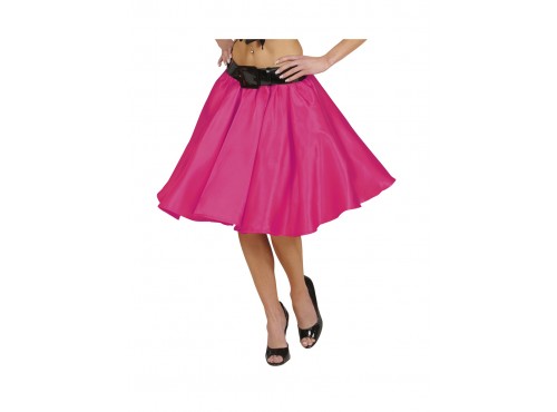 Falda de satén rosa con enaguas para mujer