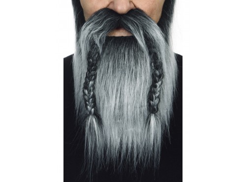 Barba y bigote gris vikinga para adulto