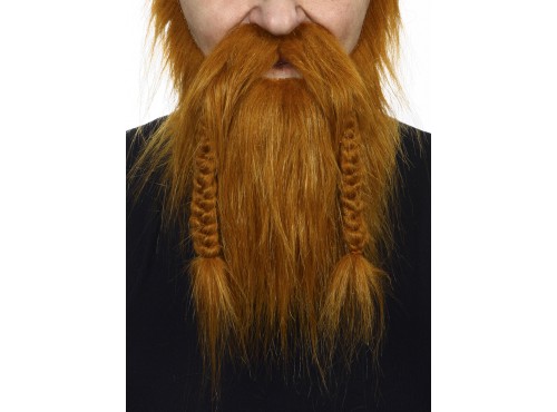 Barba y bigote castaña vikinga para adulto