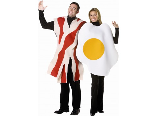 Disfraz de huevo con bacon 2 en 1 para pareja