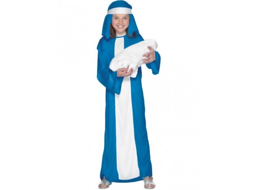 Disfraz de Virgen María económico para niña